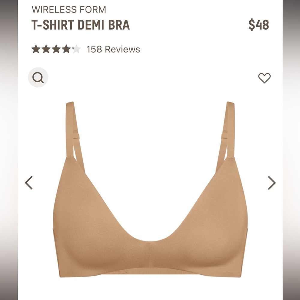 SKIMS wireless form t shirt Demi bra NWT 36DD Ochre